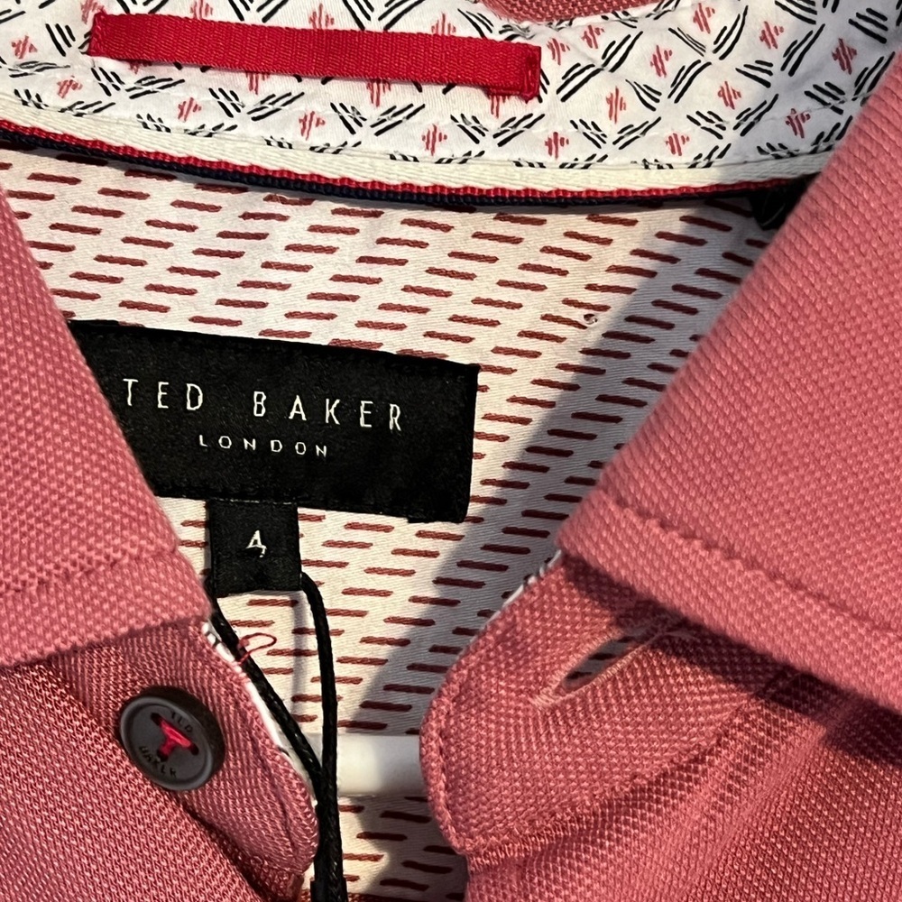 NWT Ted Baker Rigby Pique Long sleeve button down pink salmon shirt size 4 Med - Picture 4 of 16
